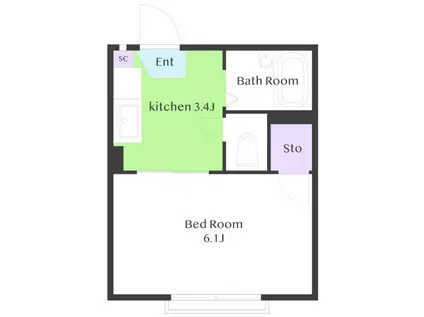 シェステ大岡山(1K/2階)の間取り写真