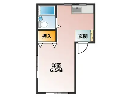 ウッディハウス(ワンルーム/2階)の間取り写真