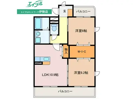 プランタン(2LDK/2階)の間取り写真