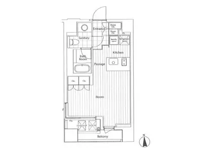 カスタリア麻布十番II(ワンルーム/7階)の間取り写真