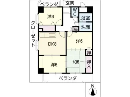 第五栄和マンション(4DK/4階)の間取り写真