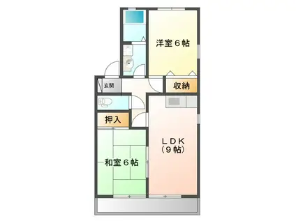 リヴェール(2LDK/1階)の間取り写真