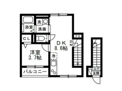 ドエル・SAWA(1LDK/2階)の間取り写真