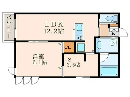 アロース フェリス(1SLDK/2階)の間取り写真