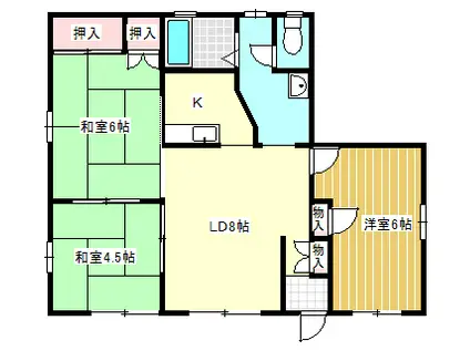 ラフォーレ土気B棟(3LDK/1階)の間取り写真