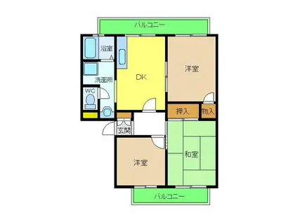 サンモール浅香(3DK/1階)の間取り写真