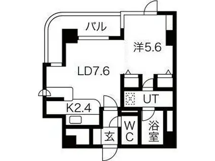 ダイアパレス北三条第二(1LDK/7階)の間取り写真