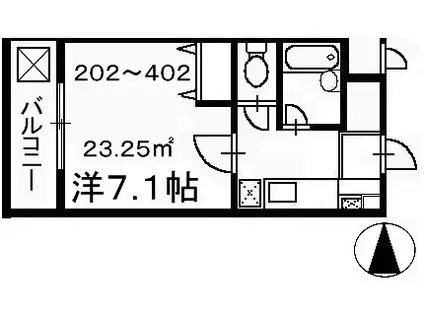 YMガーデン(1K/4階)の間取り写真