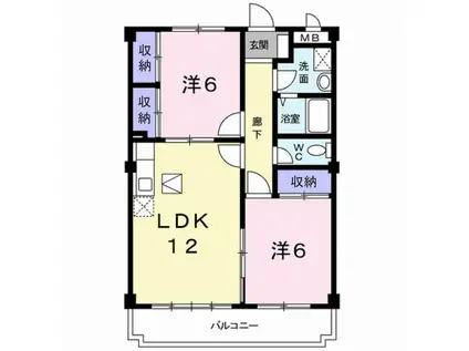 オークアイランド(2LDK/1階)の間取り写真