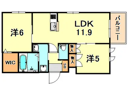 パルフェ垂水(2LDK/2階)の間取り写真