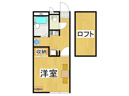 パティオ浅間(1K/2階)の間取り写真