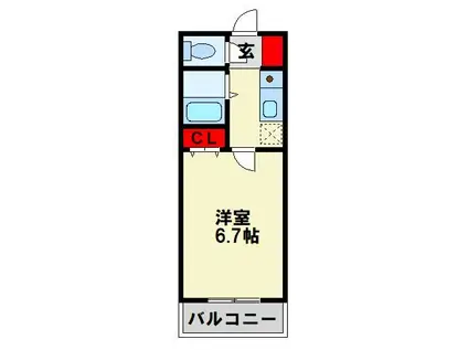 ダイナコートピア黒崎II(1K/2階)の間取り写真