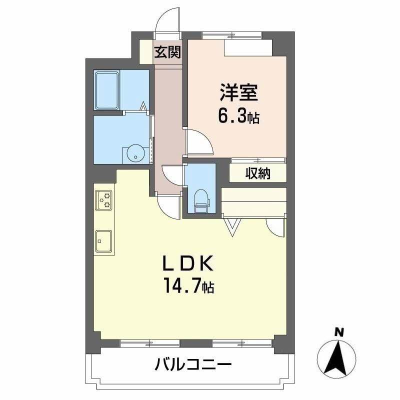 スクエアエムズ(1LDK/2階)の間取り写真