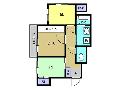 グレース八王子(2DK/3階)の間取り写真