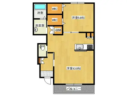 グランソレイユ浜(1LDK/1階)の間取り写真