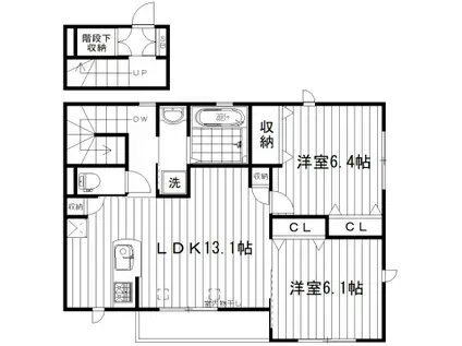 メゾン文園(2LDK/2階)の間取り写真