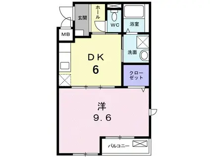 ノイ・ミルト(1DK/1階)の間取り写真