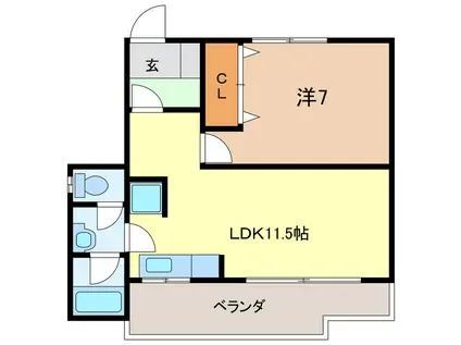松原マンション(1LDK/1階)の間取り写真