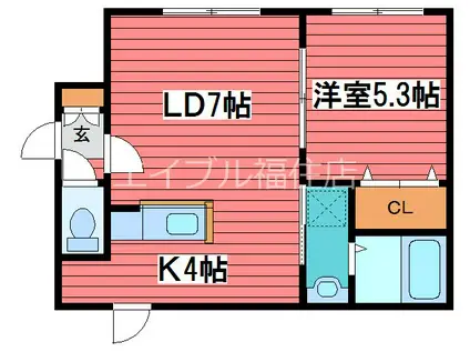 ルミエール西岡(1LDK/1階)の間取り写真