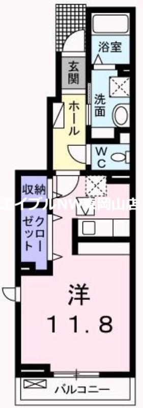 ピースフル平島(ワンルーム/1階)の間取り写真