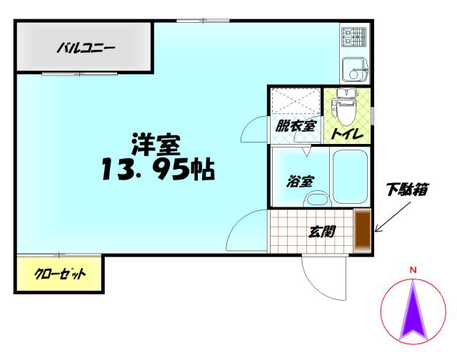 H・C・BLD(ワンルーム/2階)の間取り写真