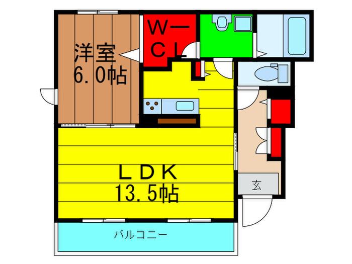 パインオークIV(1LDK/1階)の間取り写真