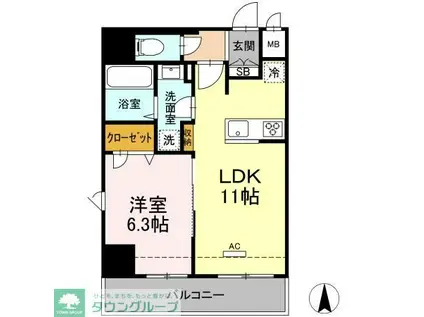 JE GLYCINE 寿町(1LDK/9階)の間取り写真