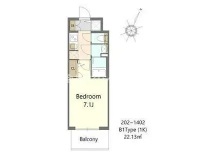 S-RESIDENCE大和田ALINE(1K/14階)の間取り写真