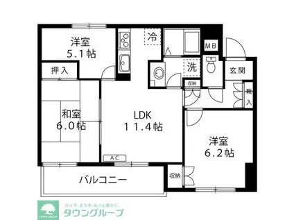 幕張イースト(3LDK/3階)の間取り写真