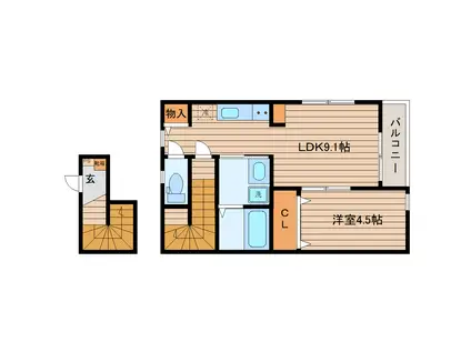 サムズアップ名取(1LDK/2階)の間取り写真