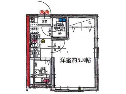 リーヴェルポート横浜リサ(1K/2階)の間取り写真