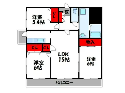 桜ガーデンヒルズ(3LDK/3階)の間取り写真