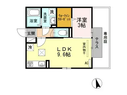 スカイブルーB棟(1LDK/1階)の間取り写真