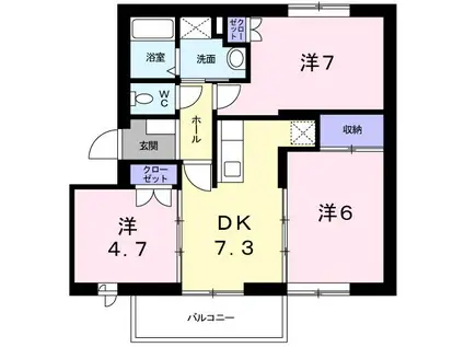 シャルム中野B(3DK/1階)の間取り写真