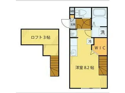 ビューテラス八乙女(ワンルーム/2階)の間取り写真