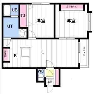 フラット佳月(2LDK/2階)の間取り写真