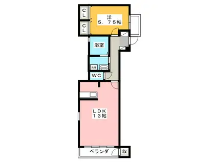 カーサ元横(1LDK/2階)の間取り写真