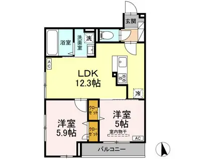 ファンウェーブ湘南藤沢(2LDK/3階)の間取り写真