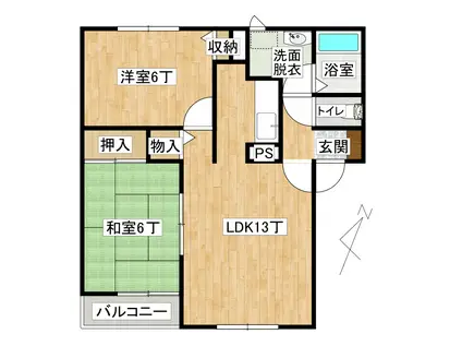 ガーデンパレス田園A棟(2LDK/2階)の間取り写真