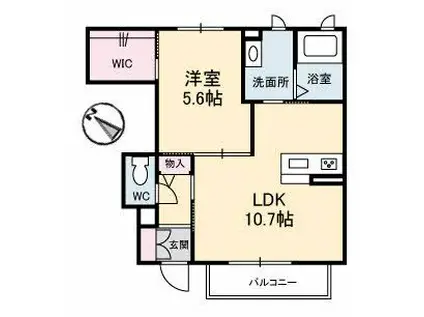 シャーメゾン・キャトルズ琴芝(1LDK/1階)の間取り写真