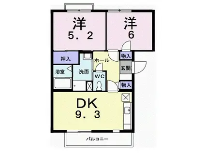 リヴィエールヤサキ(2DK/2階)の間取り写真