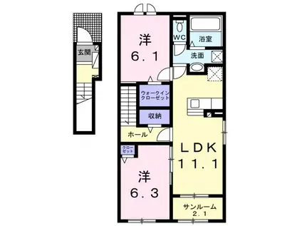 ノベルクランB(2LDK/2階)の間取り写真