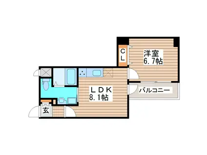 KDXレジデンス一番町(1LDK/5階)の間取り写真