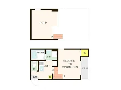 グランメゾン(1K/2階)の間取り写真