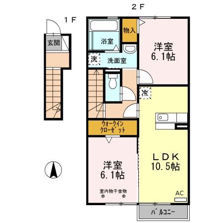 ＪＲ東海道本線 磐田駅 徒歩62分 2階建 築15年(2LDK/2階)の間取り写真
