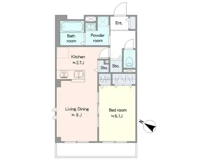 イーストIM(1LDK/1階)の間取り写真