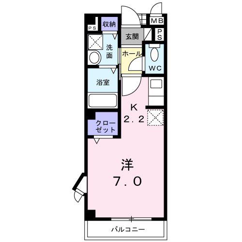 セレーノ鎌田(1K/2階)の間取り写真