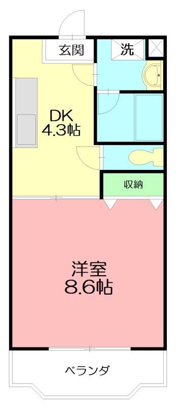 ルシエル48(1DK/3階)の間取り写真