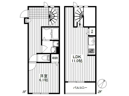 メイプルリーフス(1LDK/1階)の間取り写真
