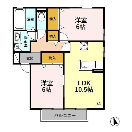 WISTERIA B(2LDK/2階)の間取り写真